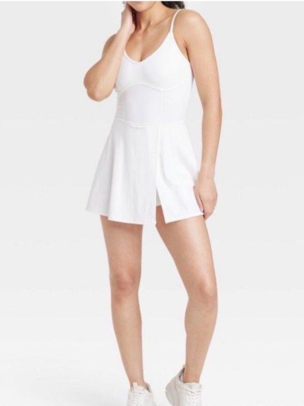 JoyLab White Athletic Tennis Sleeveless Mini Dress w/ Built In Shorts Size XS